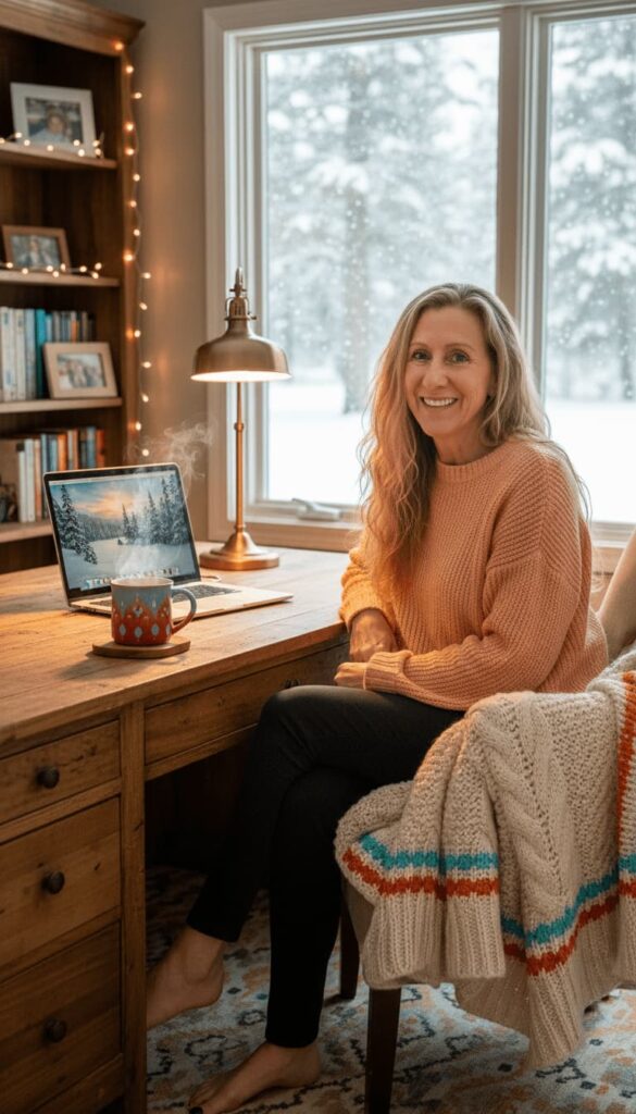 Woman at home office desk